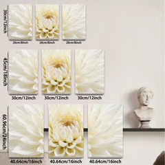 2D flat 1pc Creamy Dahlia Bloom Wall Art Botanical Home Decor Living Room Bedroom Gallery Wrapped Canvas Prints Modern Farmhouse Aesthetic Cozy Vibes