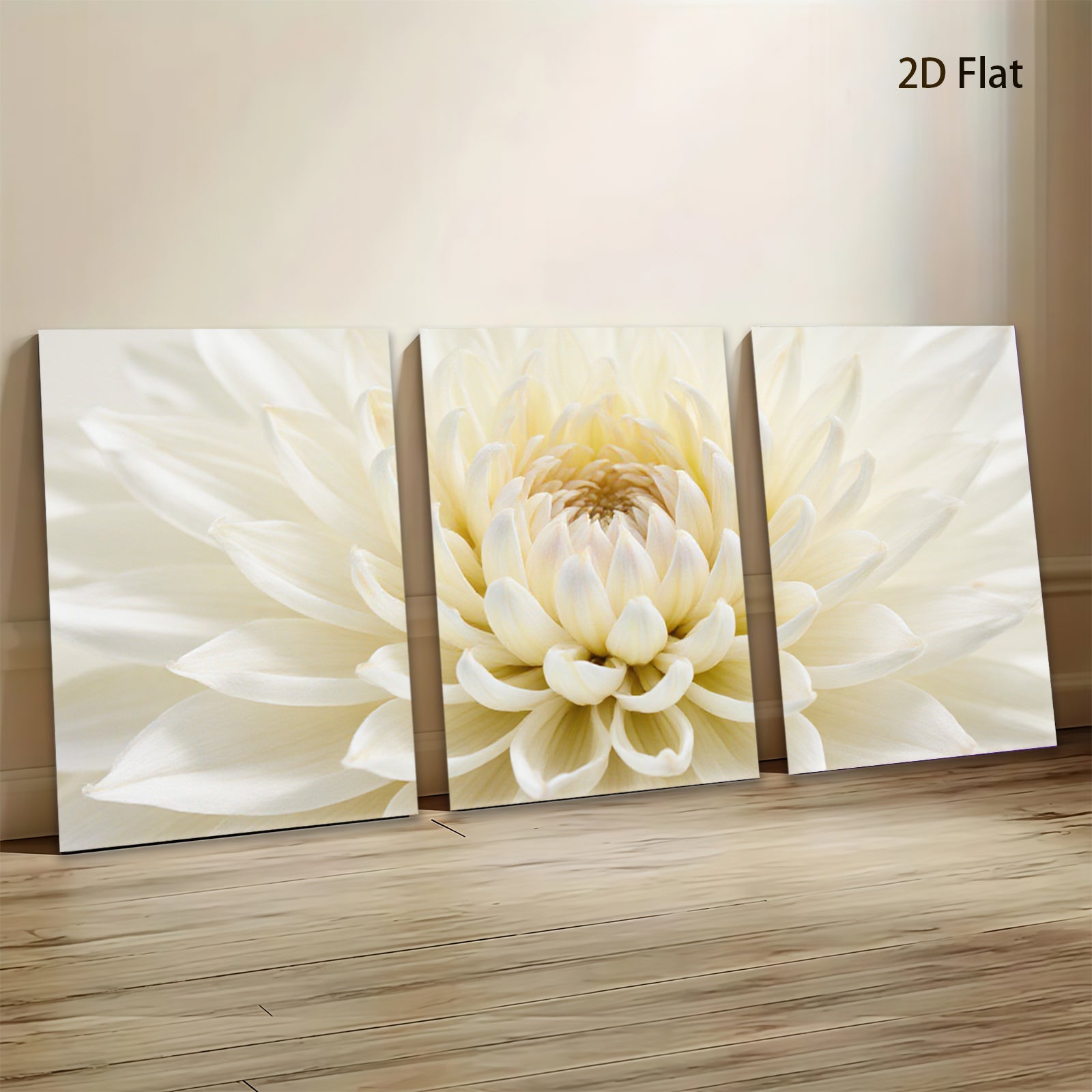 2D flat 1pc Creamy Dahlia Bloom Wall Art Botanical Home Decor Living Room Bedroom Gallery Wrapped Canvas Prints Modern Farmhouse Aesthetic Cozy Vibes