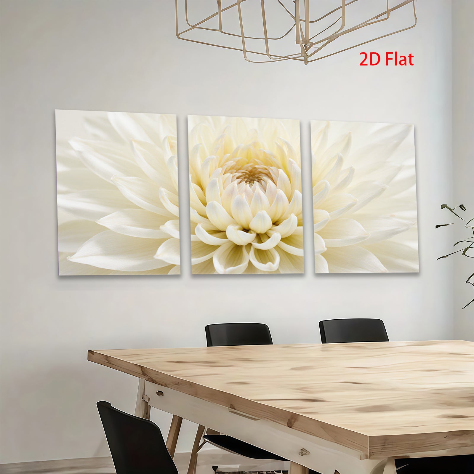 2D flat 1pc Creamy Dahlia Bloom Wall Art Botanical Home Decor Living Room Bedroom Gallery Wrapped Canvas Prints Modern Farmhouse Aesthetic Cozy Vibes