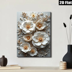 2D flat 1pc Creamy White Floral Art Botanical Wall Decor Living Room Bedroom Modern Farmhouse Gallery Wrapped Canvas Prints Trending Now