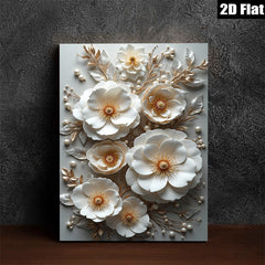 2D flat 1pc Creamy White Floral Art Botanical Wall Decor Living Room Bedroom Modern Farmhouse Gallery Wrapped Canvas Prints Trending Now
