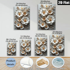 2D flat 1pc Creamy White Floral Art Botanical Wall Decor Living Room Bedroom Modern Farmhouse Gallery Wrapped Canvas Prints Trending Now