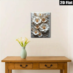 2D flat 1pc Creamy White Floral Art Botanical Wall Decor Living Room Bedroom Modern Farmhouse Gallery Wrapped Canvas Prints Trending Now