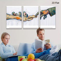 2D flat 1pc Creation of Adam touch hands abstract wall art canvas prints for living room bedroom gallery wrapped modern farmhouse decor cozy vibes
