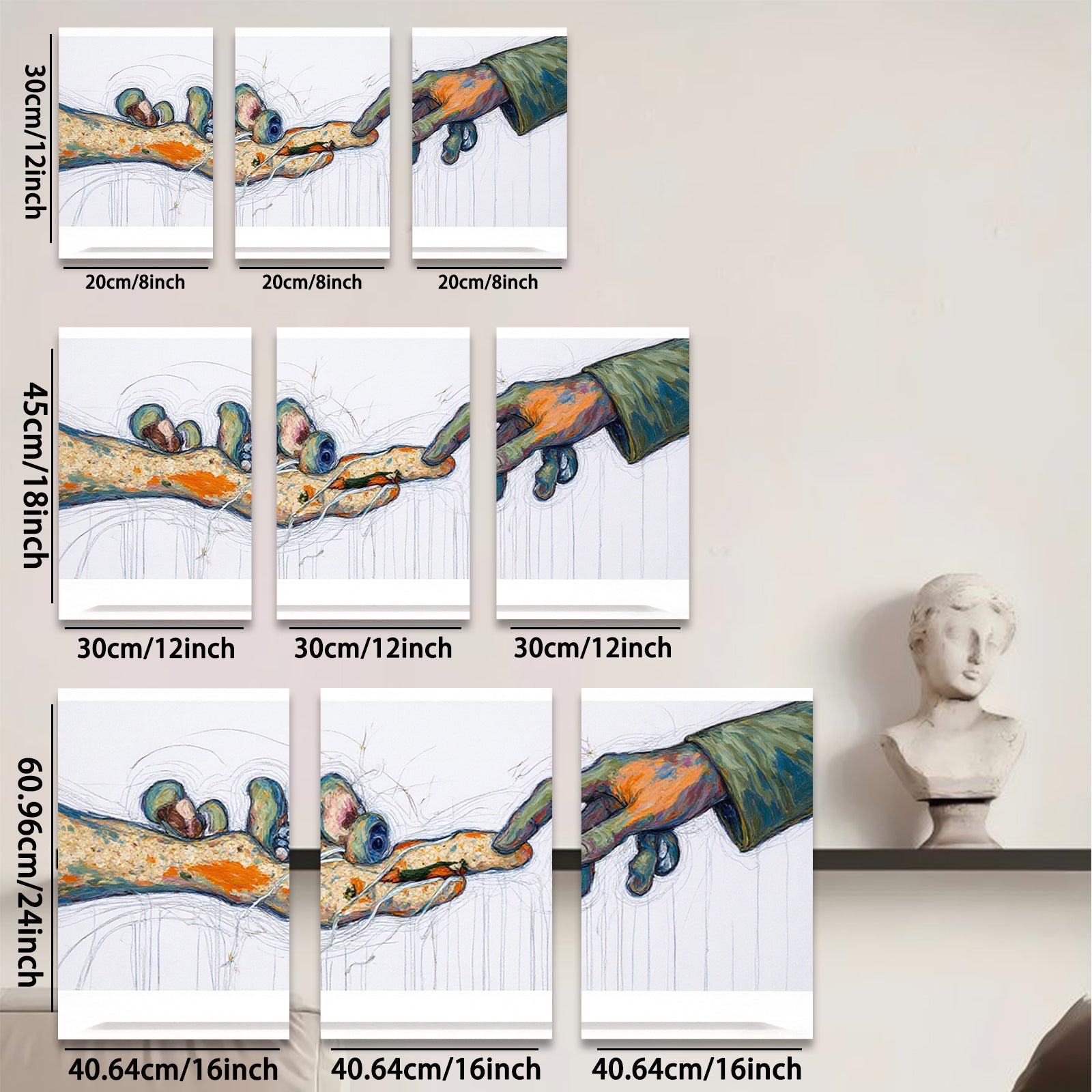 2D flat 1pc Creation of Adam touch hands abstract wall art canvas prints for living room bedroom gallery wrapped modern farmhouse decor cozy vibes