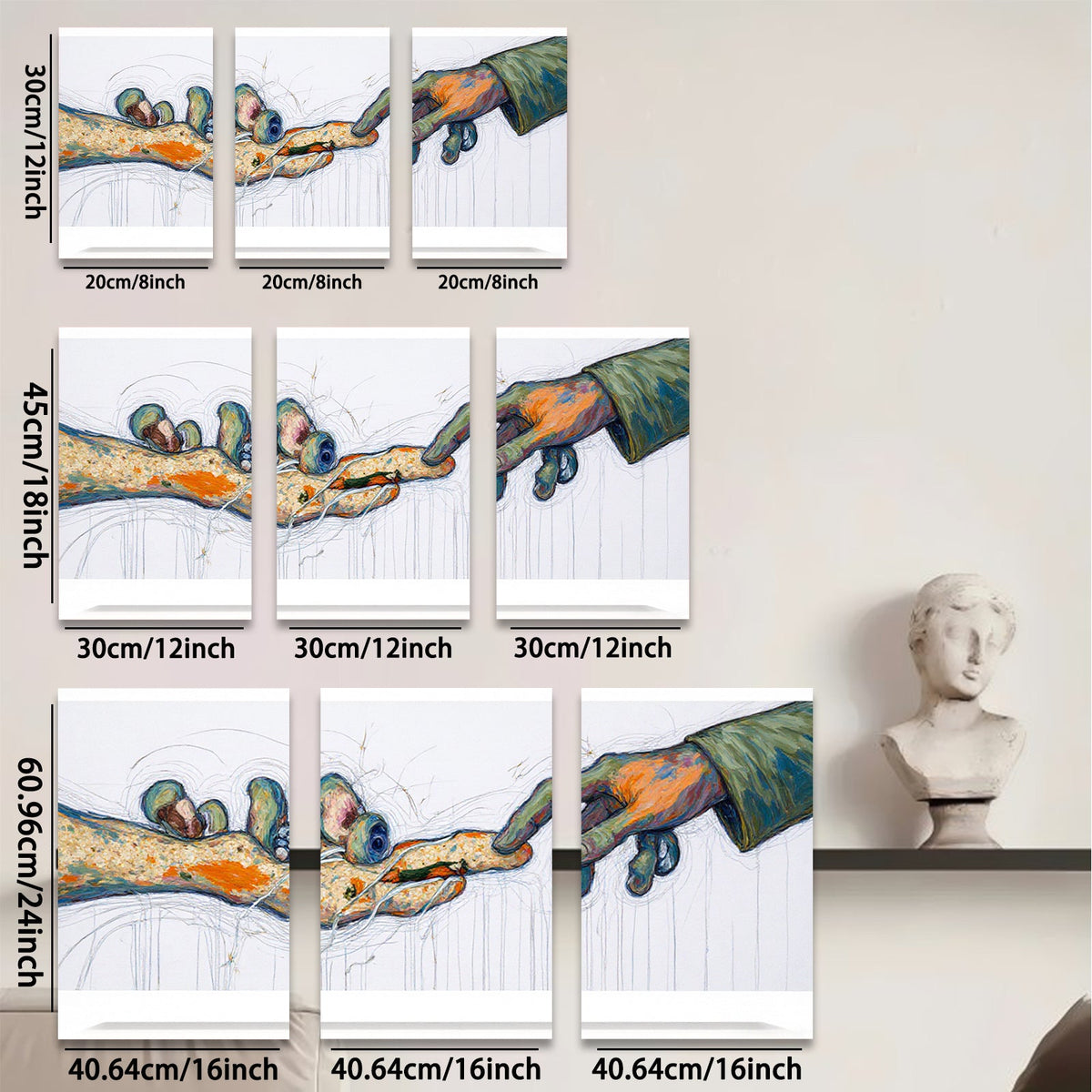 2D flat 1pc Creation of Adam touch hands abstract wall art canvas prints for living room bedroom gallery wrapped modern farmhouse decor cozy vibes