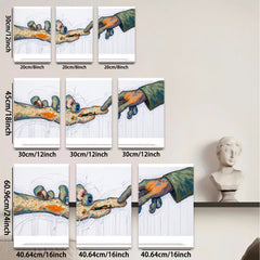 2D flat 1pc Creation of Adam touch hands abstract wall art canvas prints for living room bedroom gallery wrapped modern farmhouse decor cozy vibes