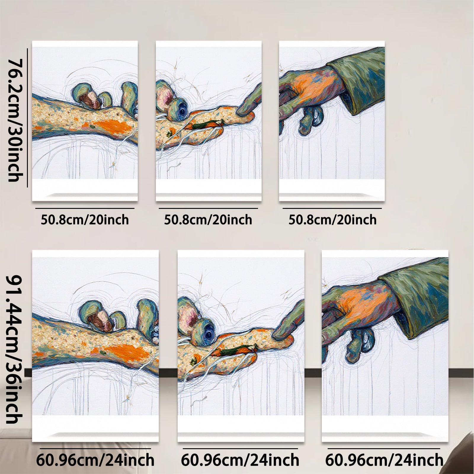 2D flat 1pc Creation of Adam touch hands abstract wall art canvas prints for living room bedroom gallery wrapped modern farmhouse decor cozy vibes