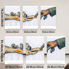 2D flat 1pc Creation of Adam touch hands abstract wall art canvas prints for living room bedroom gallery wrapped modern farmhouse decor cozy vibes