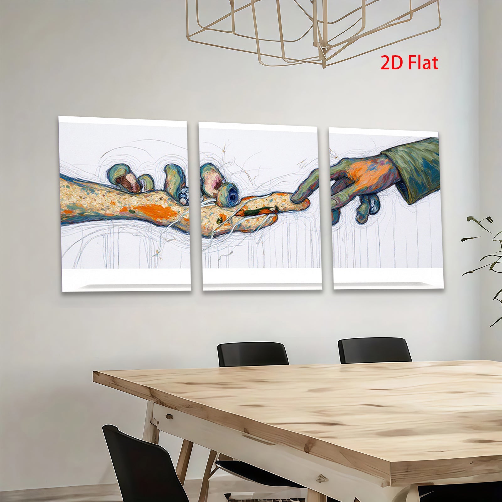 2D flat 1pc Creation of Adam touch hands abstract wall art canvas prints for living room bedroom gallery wrapped modern farmhouse decor cozy vibes