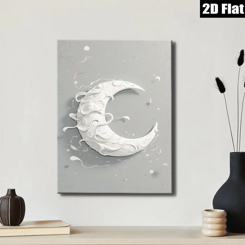 2D flat 1pc Crescent Moon Wall Art Modern Minimalist Home Decor Living Room Bedroom Gallery Wrapped Canvas Prints Farmhouse Aesthetic Coastal Chic Trending Now