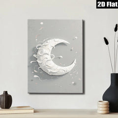 2D flat 1pc Crescent Moon Wall Art Modern Minimalist Home Decor Living Room Bedroom Gallery Wrapped Canvas Prints Farmhouse Aesthetic Coastal Chic Trending Now