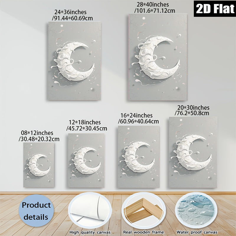 2D flat 1pc Crescent Moon Wall Art Modern Minimalist Home Decor Living Room Bedroom Gallery Wrapped Canvas Prints Farmhouse Aesthetic Coastal Chic Trending Now