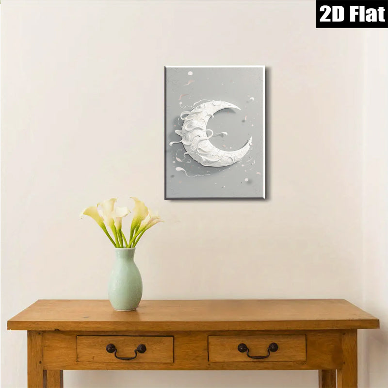 2D flat 1pc Crescent Moon Wall Art Modern Minimalist Home Decor Living Room Bedroom Gallery Wrapped Canvas Prints Farmhouse Aesthetic Coastal Chic Trending Now