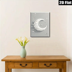 2D flat 1pc Crescent Moon Wall Art Modern Minimalist Home Decor Living Room Bedroom Gallery Wrapped Canvas Prints Farmhouse Aesthetic Coastal Chic Trending Now
