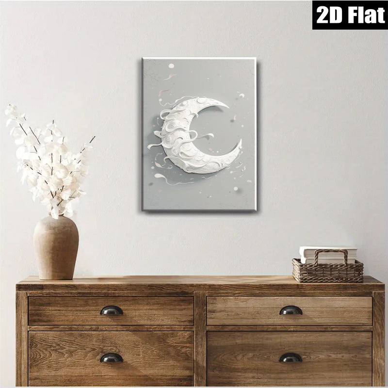 2D flat 1pc Crescent Moon Wall Art Modern Minimalist Home Decor Living Room Bedroom Gallery Wrapped Canvas Prints Farmhouse Aesthetic Coastal Chic Trending Now