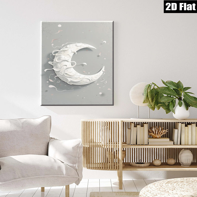 2D flat 1pc Crescent Moon Wall Art Modern Minimalist Home Decor Living Room Bedroom Gallery Wrapped Canvas Prints Farmhouse Aesthetic Coastal Chic Trending Now