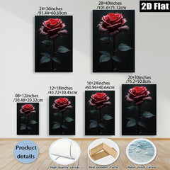 2D flat 1pc Crimson Bloom Dripping Rose Gothic Wall Art Living Room Bedroom Decor Gallery Wrapped Canvas Print Modern Farmhouse Style Coastal Beach Home D��cor