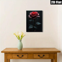 2D flat 1pc Crimson Bloom Dripping Rose Gothic Wall Art Living Room Bedroom Decor Gallery Wrapped Canvas Print Modern Farmhouse Style Coastal Beach Home D��cor