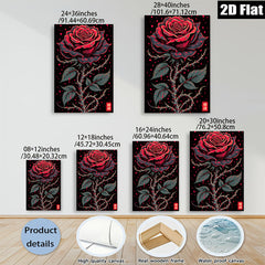 2D flat 1pc Crimson Bloom Gothic Rose Wall Art Canvas Print for Living Room Bedroom Decor Gallery Wrapped Modern Farmhouse Style Rustic Chic Home Decorations