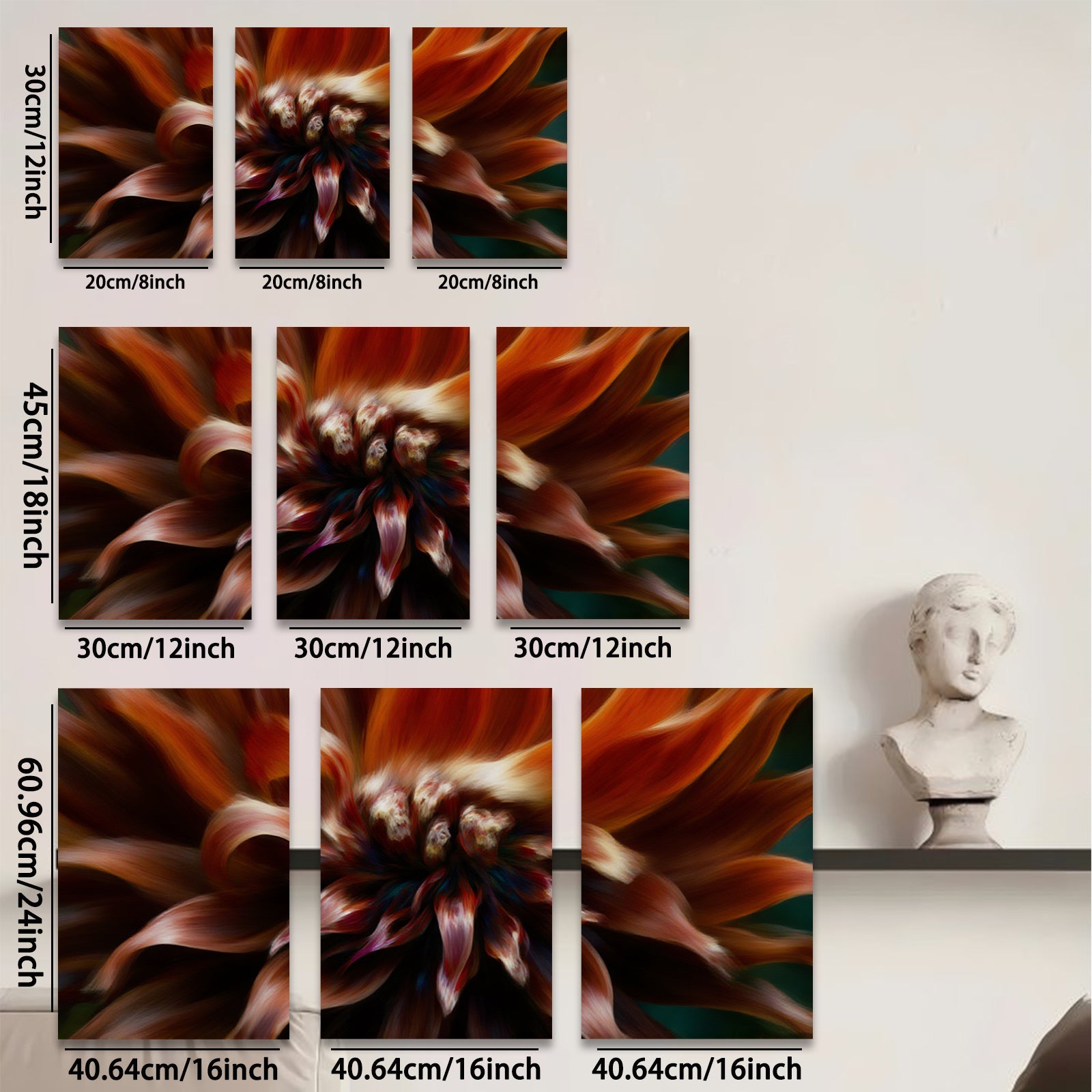 2D flat 1pc Crimson Dahlia Bloom Floral Wall Art Canvas Print Home Decor Living Room Bedroom Modern Farmhouse Style Gallery Wrapped Ready to Hang