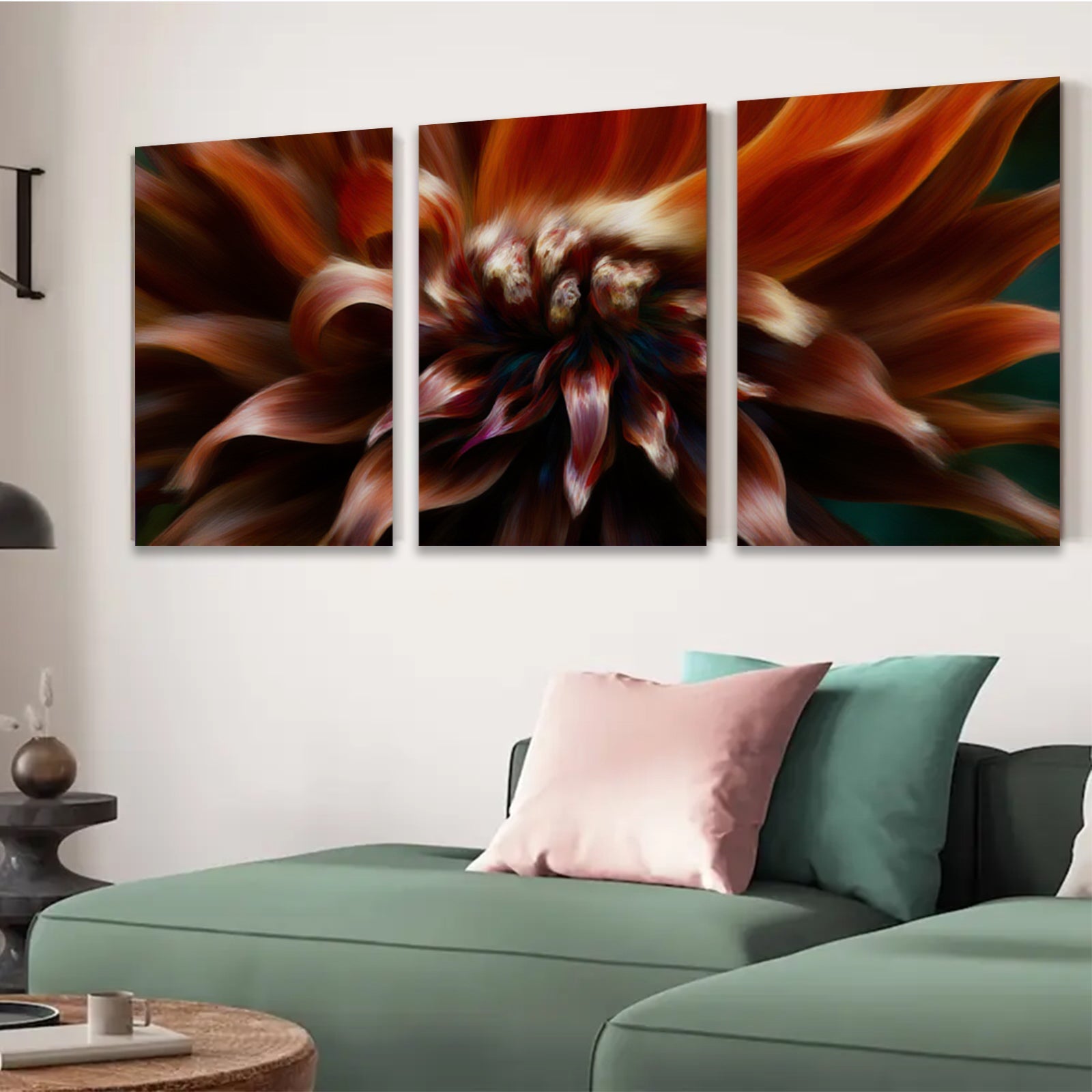 2D flat 1pc Crimson Dahlia Bloom Floral Wall Art Canvas Print Home Decor Living Room Bedroom Modern Farmhouse Style Gallery Wrapped Ready to Hang