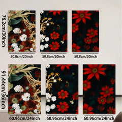 2D flat 1pc Crimson Dahlias Wildflower Botanical Wall Art for Living Room Bedroom Home Decor Gallery Wrapped Canvas Prints Modern Farmhouse Style
