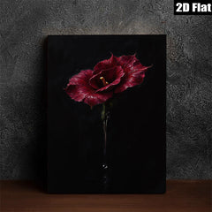 2D flat 1pc Crimson Hibiscus Bloom Botanical Wall Art Living Room Bedroom Decor Farmhouse Style Canvas Prints Modern Minimalist Art Coastal Chic Gallery Wrapped Ready to Hang