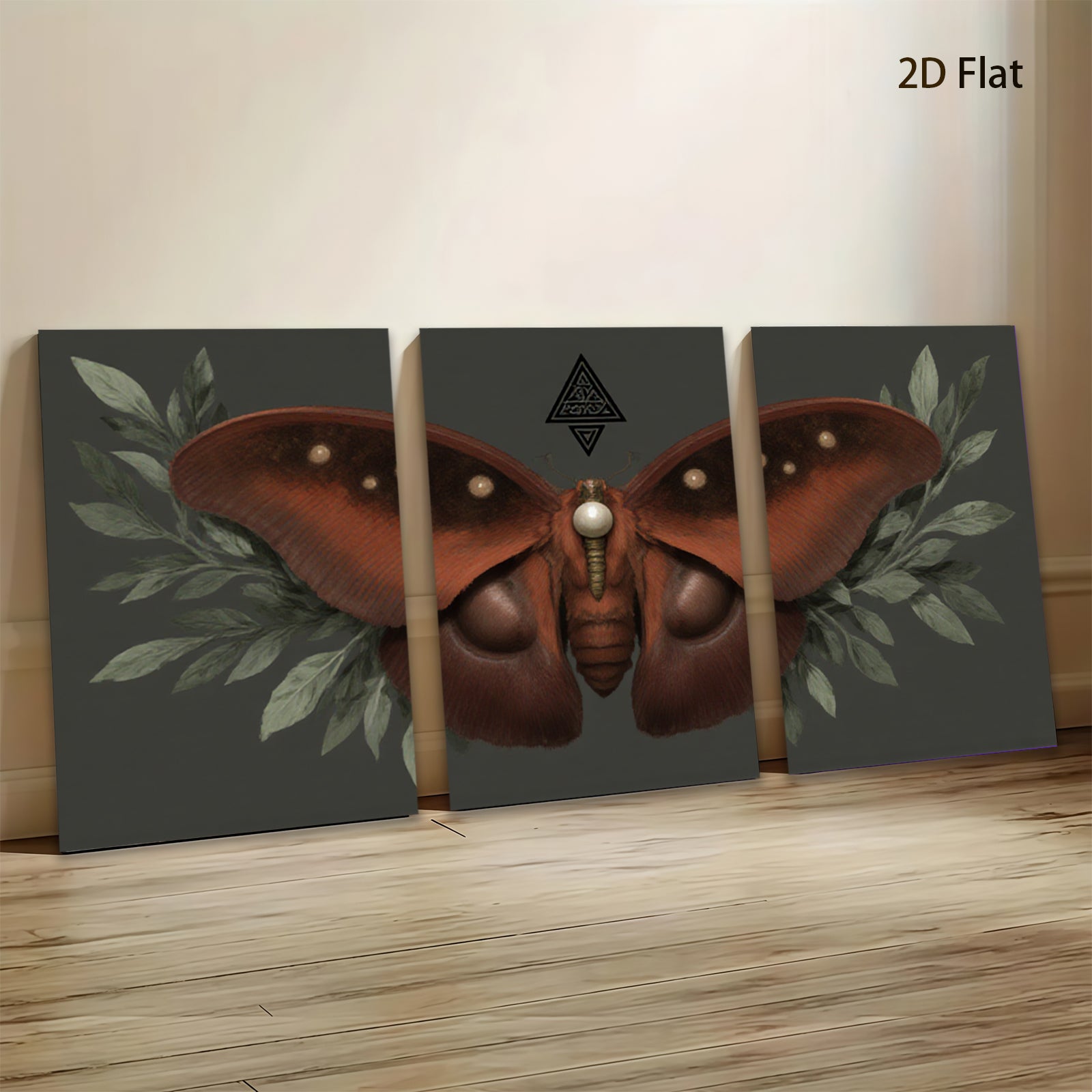 2D flat 1pc Crimson Moth Wall Art Botanical Insect Decor Living Room Bedroom Gallery Wrapped Canvas Print Modern Farmhouse Aesthetic Home D��cor Cozy Vibes