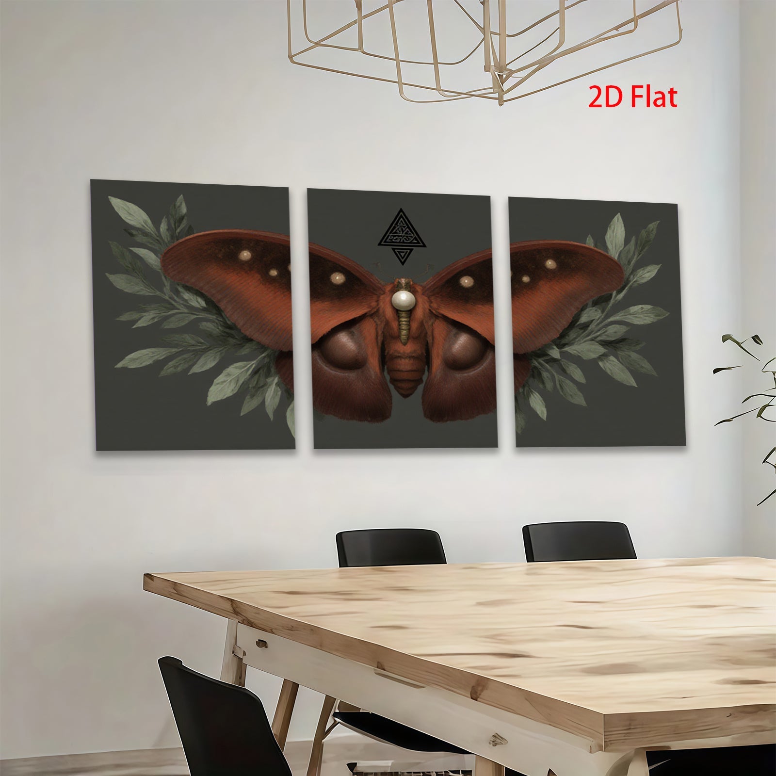 2D flat 1pc Crimson Moth Wall Art Botanical Insect Decor Living Room Bedroom Gallery Wrapped Canvas Print Modern Farmhouse Aesthetic Home D��cor Cozy Vibes