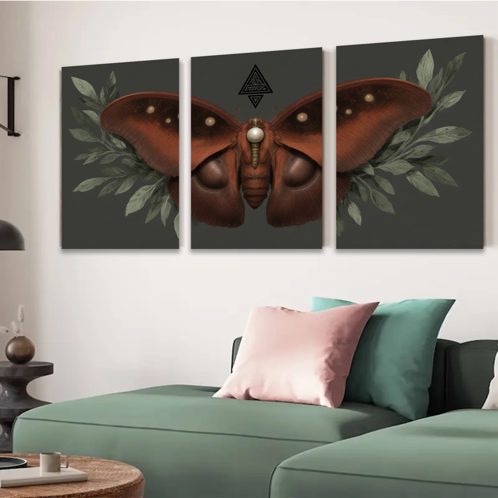 2D flat 1pc Crimson Moth Wall Art Botanical Insect Decor Living Room Bedroom Gallery Wrapped Canvas Print Modern Farmhouse Aesthetic Home D��cor Cozy Vibes