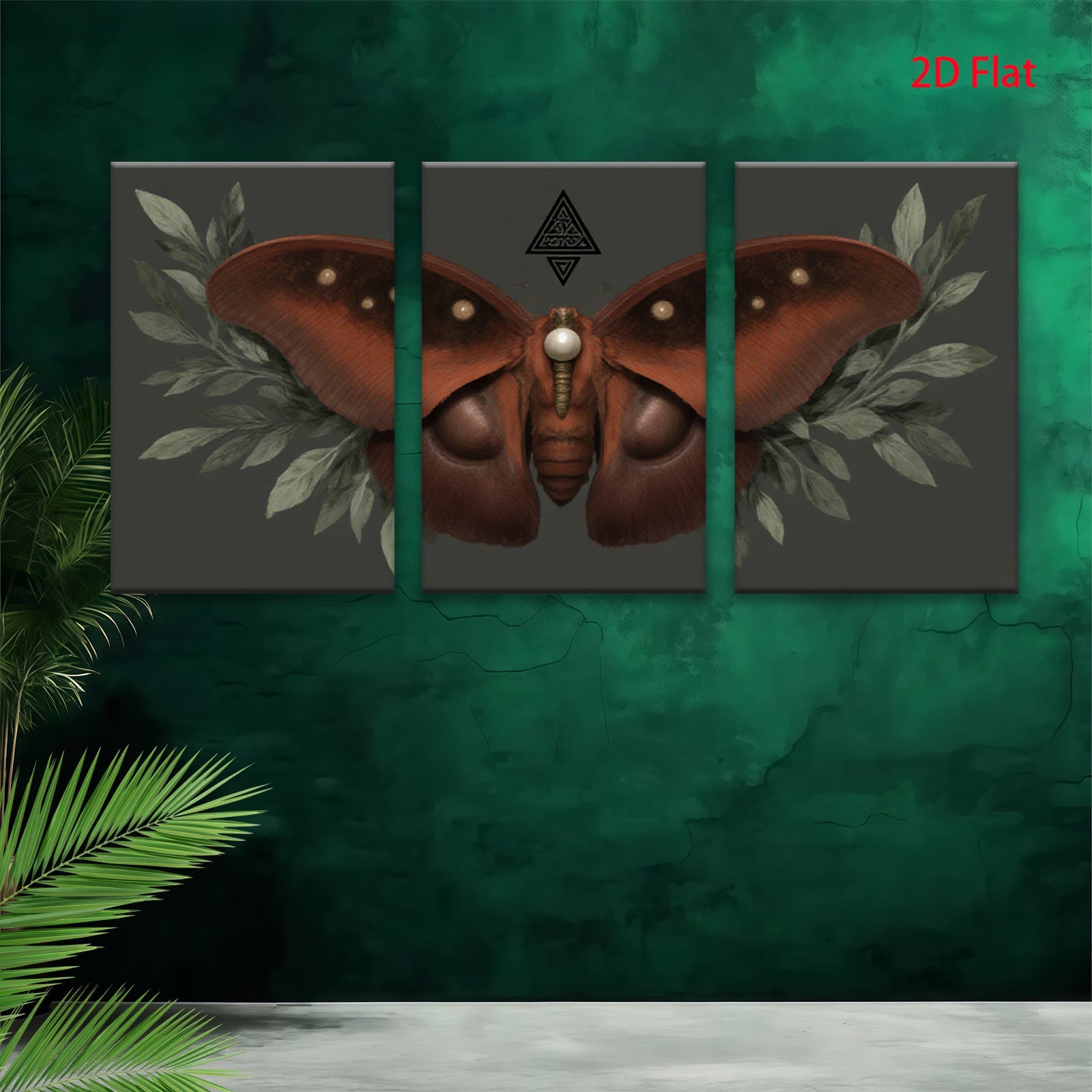 2D flat 1pc Crimson Moth Wall Art Botanical Insect Decor Living Room Bedroom Gallery Wrapped Canvas Print Modern Farmhouse Aesthetic Home D��cor Cozy Vibes