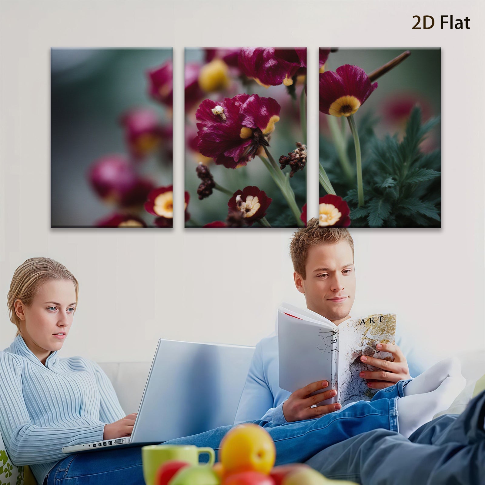 2D flat 1pc Crimson Poppy Field Botanical Wall Art Living Room Bedroom Decor Modern Farmhouse Style Canvas Prints Gallery Wrapped Ready to Hang