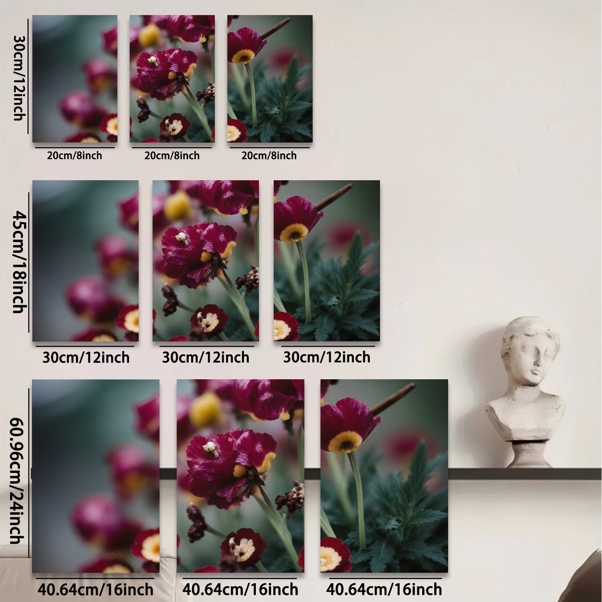 2D flat 1pc Crimson Poppy Field Botanical Wall Art Living Room Bedroom Decor Modern Farmhouse Style Canvas Prints Gallery Wrapped Ready to Hang