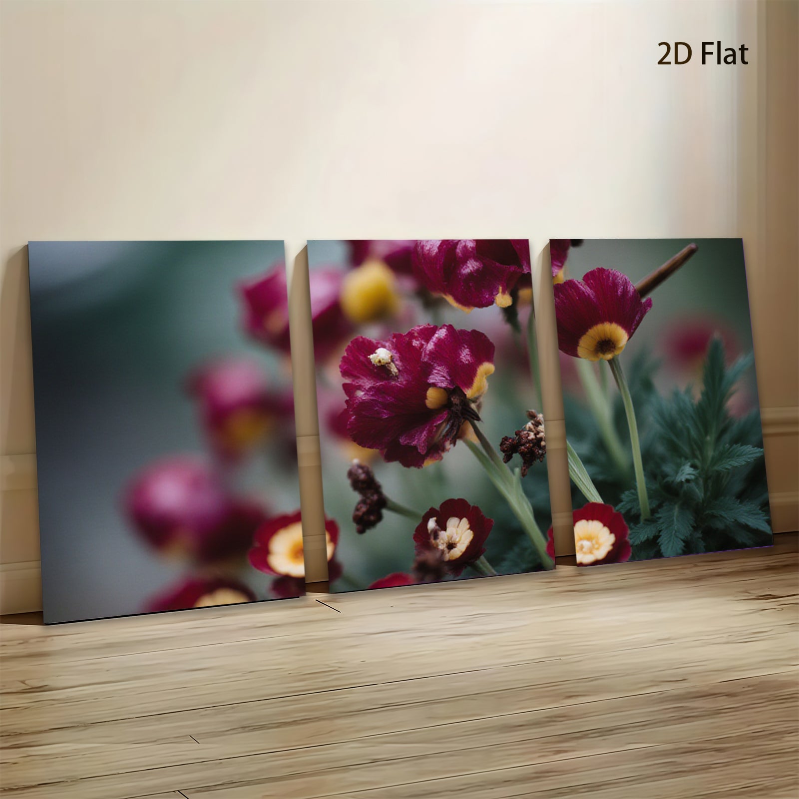 2D flat 1pc Crimson Poppy Field Botanical Wall Art Living Room Bedroom Decor Modern Farmhouse Style Canvas Prints Gallery Wrapped Ready to Hang