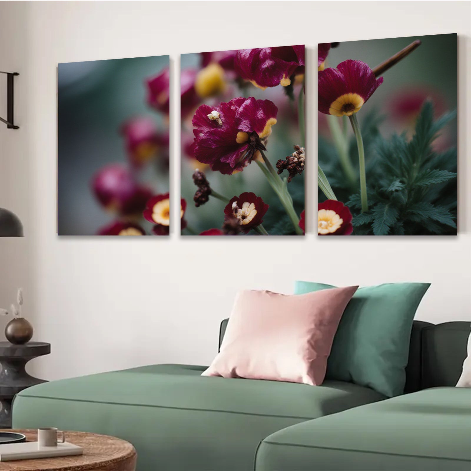 2D flat 1pc Crimson Poppy Field Botanical Wall Art Living Room Bedroom Decor Modern Farmhouse Style Canvas Prints Gallery Wrapped Ready to Hang