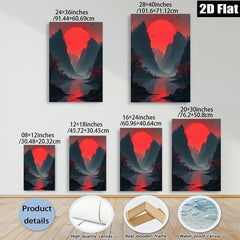 2D flat 1pc Crimson River Valley Landscape Wall Art Decor for Living Room Bedroom Modern Farmhouse Rustic Home Office Gallery Wrapped Canvas Prints