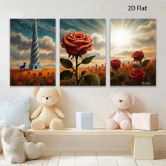 2D flat 1pc Crimson Rose Field Pastoral Landscape Wall Art Canvas Prints For Living Room Bedroom Home Decor Farmhouse Style Rustic Chic Modern Gallery Wrapped