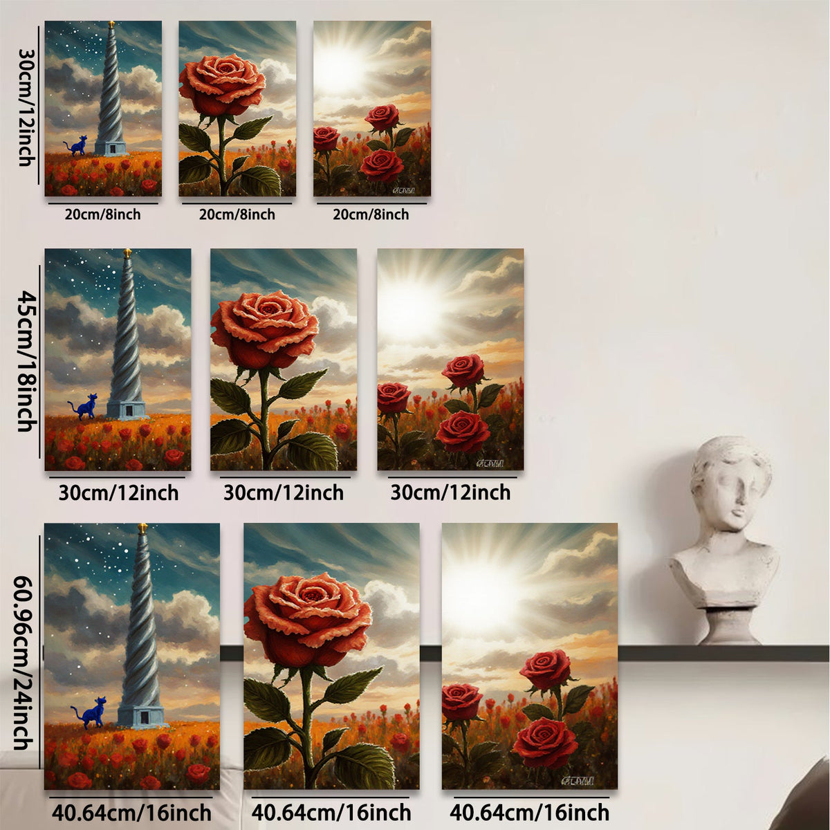 2D flat 1pc Crimson Rose Field Pastoral Landscape Wall Art Canvas Prints For Living Room Bedroom Home Decor Farmhouse Style Rustic Chic Modern Gallery Wrapped