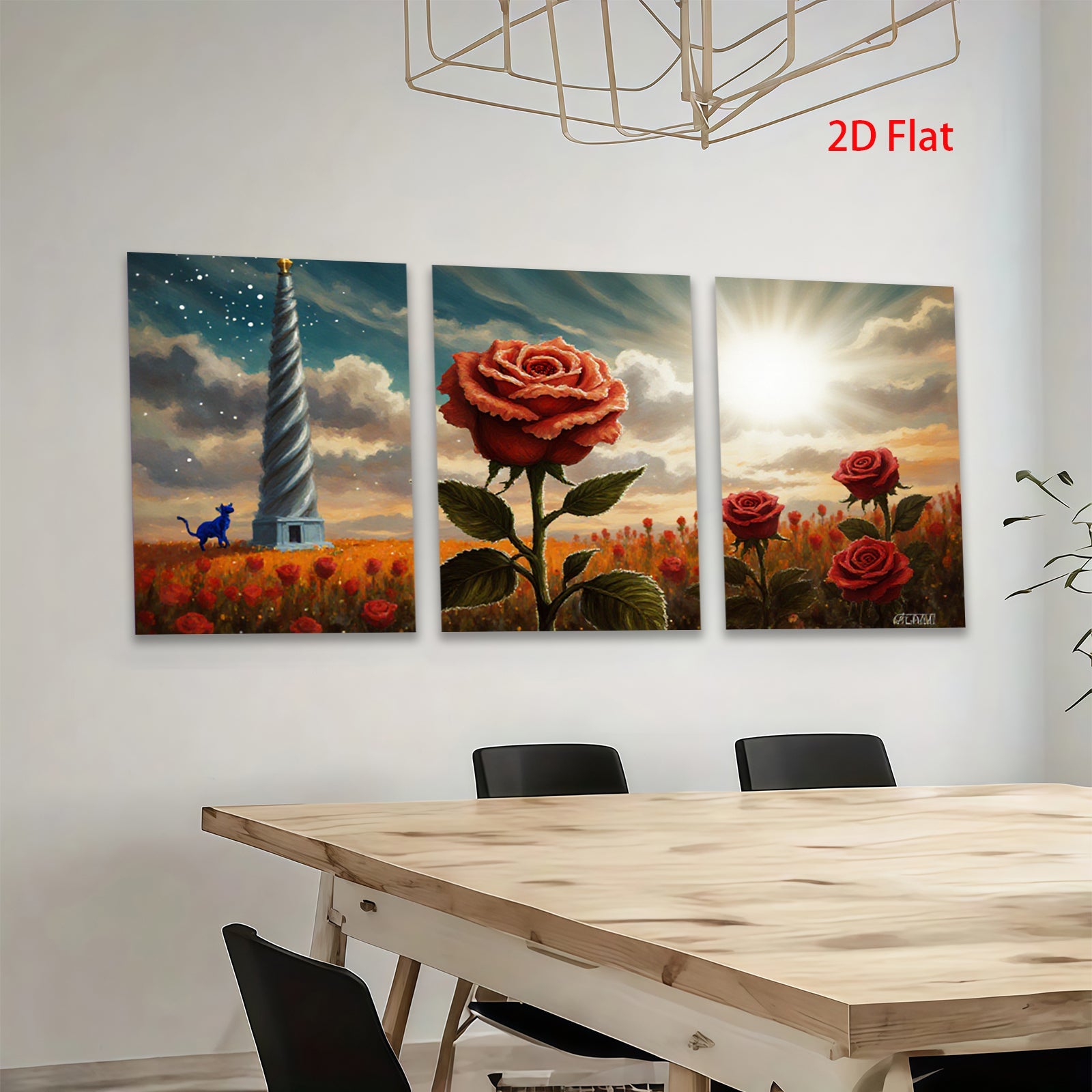 2D flat 1pc Crimson Rose Field Pastoral Landscape Wall Art Canvas Prints For Living Room Bedroom Home Decor Farmhouse Style Rustic Chic Modern Gallery Wrapped