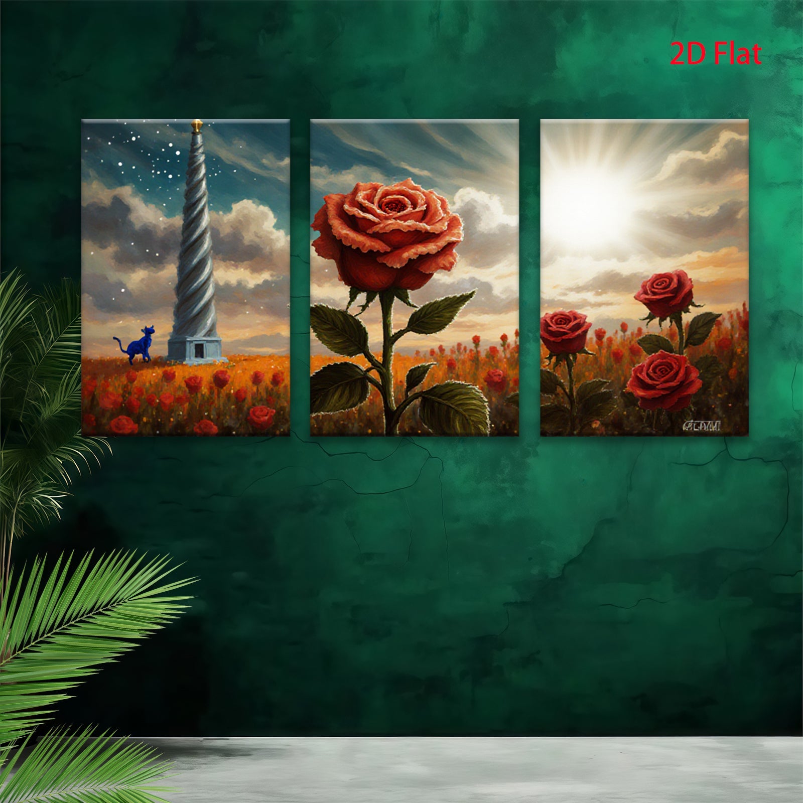 2D flat 1pc Crimson Rose Field Pastoral Landscape Wall Art Canvas Prints For Living Room Bedroom Home Decor Farmhouse Style Rustic Chic Modern Gallery Wrapped