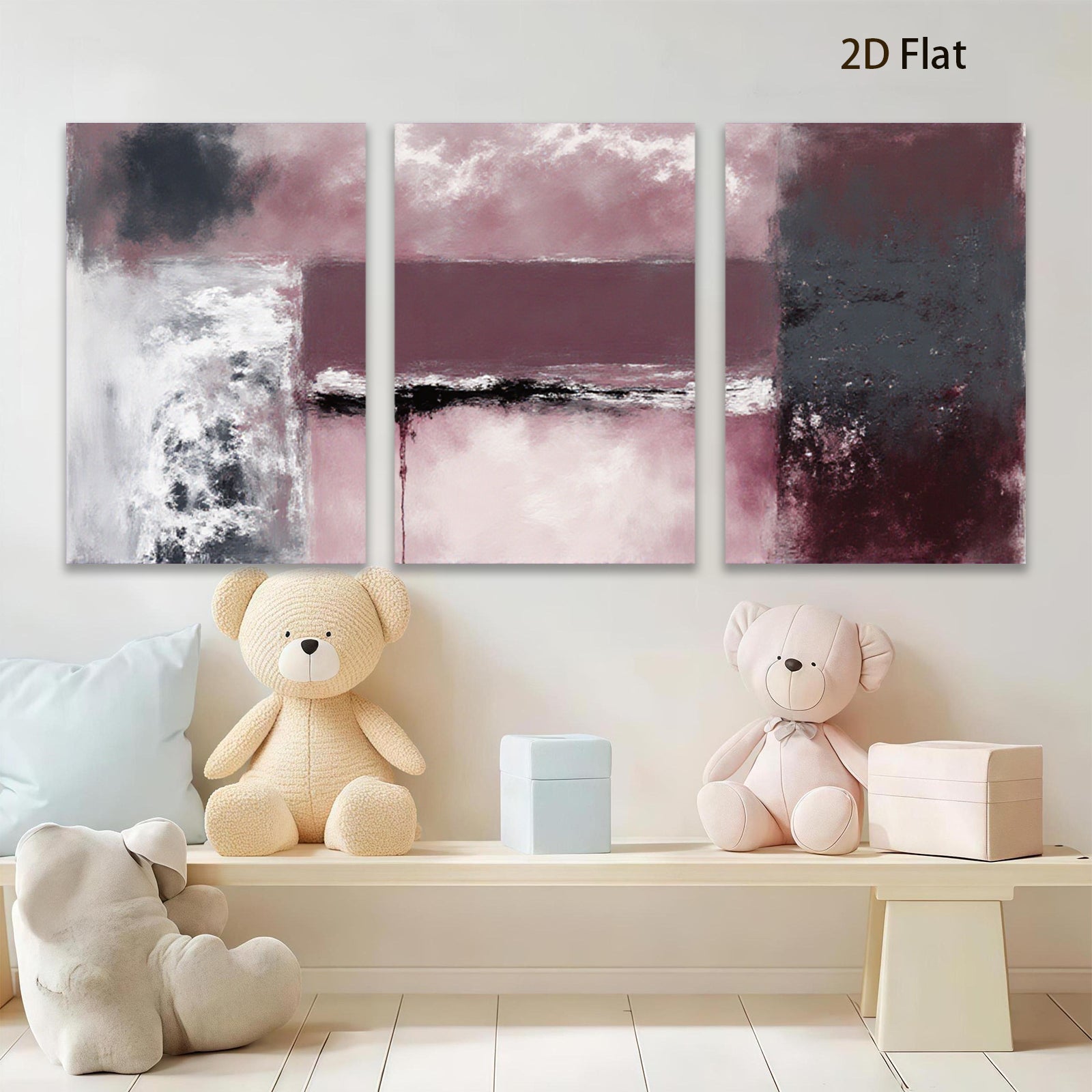 2D flat 1pc Crimson Wash Abstract Canvas Wall Art Modern Farmhouse Living Room Bedroom Decor Gallery Wrapped Ready to Hang Teal Navy Gray