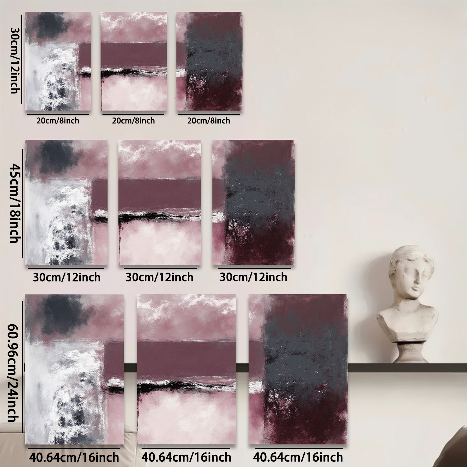 2D flat 1pc Crimson Wash Abstract Canvas Wall Art Modern Farmhouse Living Room Bedroom Decor Gallery Wrapped Ready to Hang Teal Navy Gray