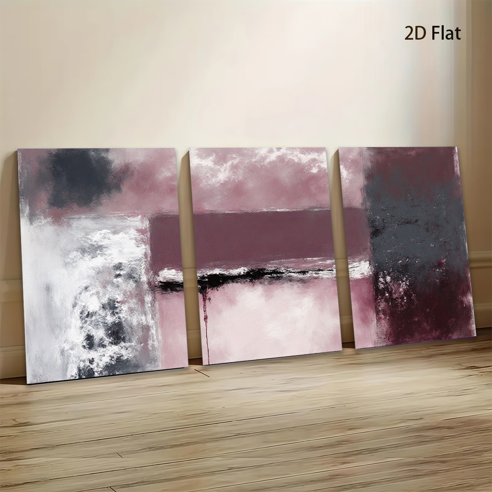 2D flat 1pc Crimson Wash Abstract Canvas Wall Art Modern Farmhouse Living Room Bedroom Decor Gallery Wrapped Ready to Hang Teal Navy Gray
