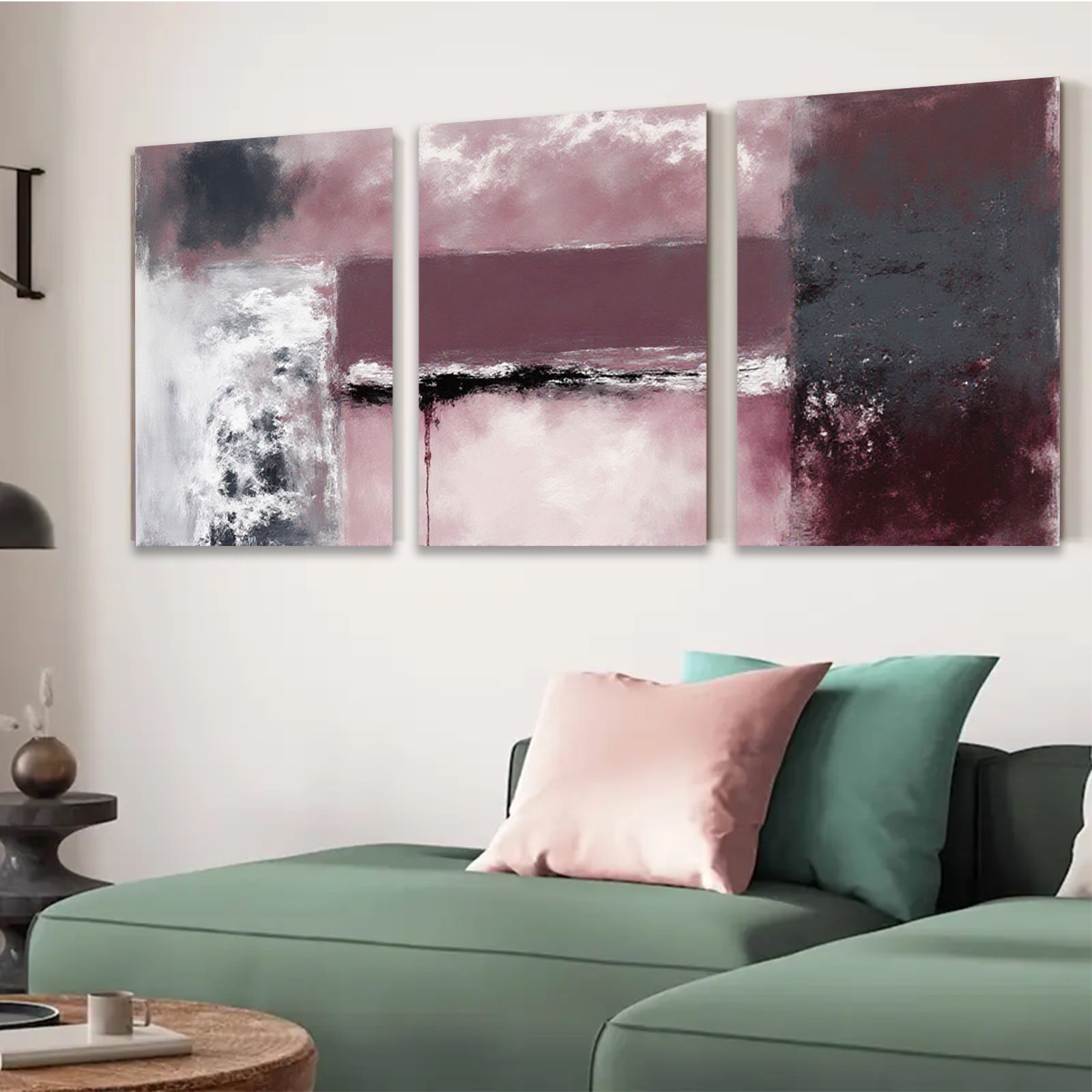 2D flat 1pc Crimson Wash Abstract Canvas Wall Art Modern Farmhouse Living Room Bedroom Decor Gallery Wrapped Ready to Hang Teal Navy Gray
