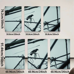 2D flat 1pc Crow on Wire Rural Landscape Wall Art for Living Room Bedroom Gallery Wrapped Canvas Prints Modern Farmhouse Decor Botanical Prints