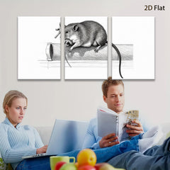2D flat 1pc Curious rodent atop pipe whimsical farmhouse wall art bathroom decor living room canvas prints gallery wrapped modern minimalist