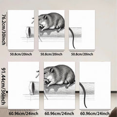 2D flat 1pc Curious rodent atop pipe whimsical farmhouse wall art bathroom decor living room canvas prints gallery wrapped modern minimalist