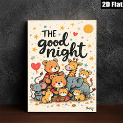 2D flat 1pc Cute Animal Friends Wall Art Kids Room Nursery Decor Playroom Paintings Canvas Prints Cozy Bedroom Artwork Home Decorations Gift Idea Modern Stylish