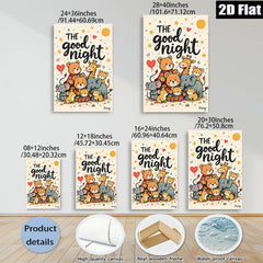 2D flat 1pc Cute Animal Friends Wall Art Kids Room Nursery Decor Playroom Paintings Canvas Prints Cozy Bedroom Artwork Home Decorations Gift Idea Modern Stylish